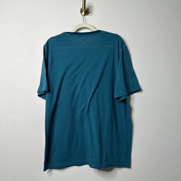 Under Armour Teal Striped Short Sleeve Shirt Loose Fit HeatGear Men's XL - Picture 4 of 4